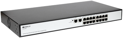 Коммутатор ORIGO Неуправляемый PoE-коммутатор, 16x100Base-TX PoE, 2x1000Base-T, PoE-бюджет 190 Вт, PoE до 250 м, комплект для установки в 19" стойку