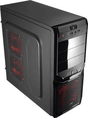 Корпус Aerocool V3X Advance Black Edition , ATX, без БП, 1х USB 3.0, 1х USB 2.0, в комплекте 1х 120мм red LED