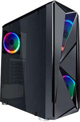 Корпус 1STPLAYER FIREROSE F4, закаленное стекло, черный, ATX, Без БП (F4-3R1)