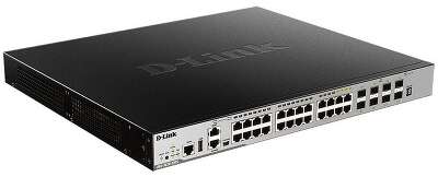 Коммутатор D-Link DGS-3630-28PC/A2ASI Управляемый L3 стекируемый коммутатор с 20 портами 10/100/1000Base-T, 4 комбо-портами 100/1000Base-T/SFP и 4 портами 10GBase-X SFP+ (24 порта PoE 802.3af/at, PoE бюджет 370 Вт