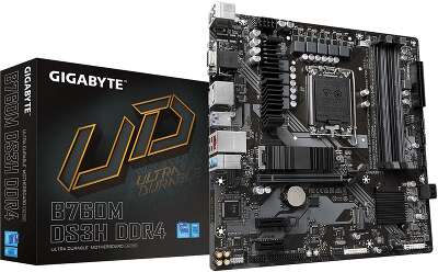 Материнская плата Gigabyte B760M DS3H DDR4, Socket 1700, Intel®B760, 4xDDR4-3200, D-SUB+HDMI+DP+DP, 1xPCI-Ex16, 2xPCI-Ex1, 4xSATA3(RAID 0/1/5/10), 2xM.2, 8Ch Audio, 2,5GbLan, (2+4)xUSB2.0, (3+2)xUSB3.2, (1+0)xUSB3.2 Type-C™, mATX, RTL {10}