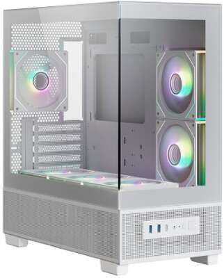 XASTRA Q500M 6ARGB-C10-UC White mATX/Aquarium/Screewless/ 6x120mm ARGB PWM FM fans/Argb+PWM HUB 10port/ Type-C/ Q500M-6FM12A-C10-UC-WH