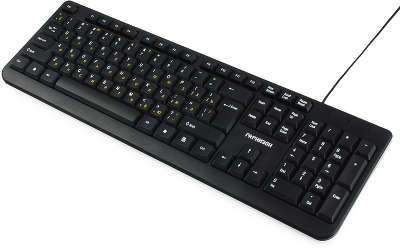 Клавиатура Гарнизон GK-115, USB, черный, поверхность- шлифованный алюминий
