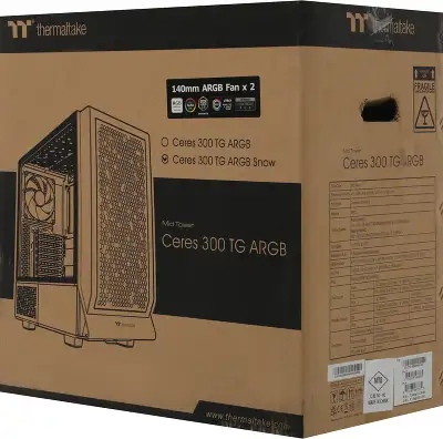 Корпус Thermaltake Ceres 300 TG ARGB белый без БП ATX 3x140mm 2xUSB3.0 1xUSB3.1 audio bott PSU