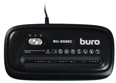 Шредер Buro Home BU-S506C черный (секр.P-4) фрагменты 5лист. 12лтр. пл.карты