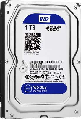 Жёсткий диск SATA-3 1TB [WD10EZRZ] WD Blue, 5400rpm, 64MB Cache