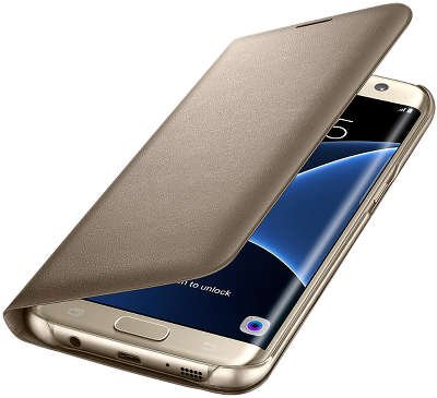 Чехол-книжка Samsung для Samsung Galaxy S7 Edge LED View Cover, золотой (EF-NG935PFEGRU)