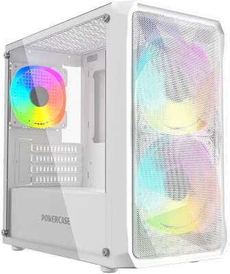 Powercase Mistral Micro A3W ARGB, Tempered Glass, 2x 140mm ARGB PWM+1x 120mm ARGB PWM, белый, mATX  (CMMAW-A3)