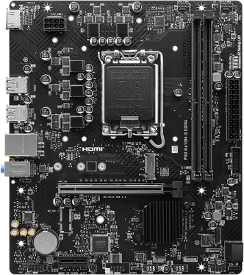 Материнская плата MSI PRO H610M-S DDR4 H610,LGA1700,2DDR4,1PCI-Ex16,1PCI-Ex1,2M.2,2SATA3.0,4USB3.2Gen1,8U