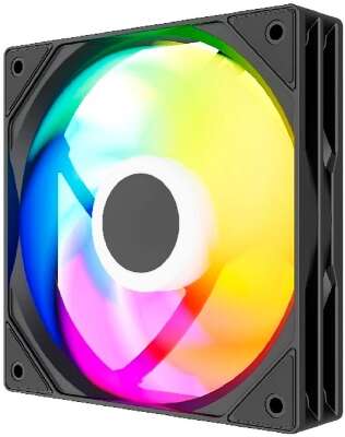 Powercase Вентилятор (M53-12 ARGB) Black 120x120x25mm (PWM, 100шт./кор, 4pin PWM (M+F)+ 3pin ARGB (M+F), 600-1800±10% об/мин) Bulk