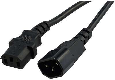 Кабель питания сист.блок-монитор GEMBIRD/CABLEXPERT PC-189-VDE black (1.8м, C13-C14, VDE, 10А, с зазем.) (PC-189-VDE)