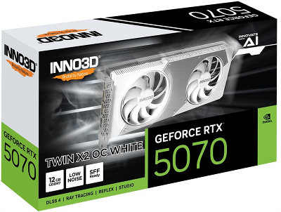 Видеокарта INNO3D RTX 5070 Twin X2 OC WHITE//RTX5070, HDMI, DP*3, 12G,D7