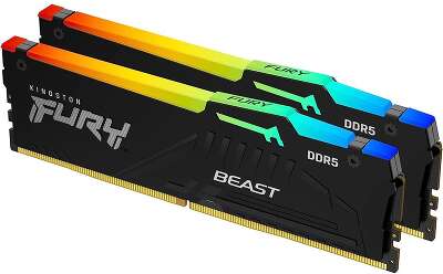 Модуль памяти Kingston 16GB DDR5 5600 DIMM FURY Beast Black AMD RGB On-Die ECC, поддержка AMD EXPO, CL36, 1.25V