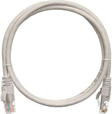 Коммутационный шнур NIKOMAX U/UTP 4 пары, Кат.5е (Класс D), 100МГц, 2хRJ45/8P8C, T568B, заливной, с защитой защелки, многожильный, BC (чистая медь), 24AWG (7х0,205мм), полимерный материал, исполнение кабельного изделия нг(А)-HF, серый, 0,5м
