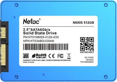 SSD накопитель Netac SSD N600S 512GB 2.5 SATAIII 3D NAND, 7mm, R/W up to 540/490MB/s, TBW 280TB, 5y wty