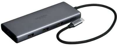 Конвертер UGREEN CM639 (15534) Revodok Pro 10-in-1 8K@30Hz USB-C to 1*USB3.0&2*USB2.0&USB-C3.0&2*HDMI&RJ45 Gigabit&SD&TF&PD. Цвет: серый