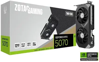 Видеокарта Zotac PCI-E 5.0 RTX 5070 TWIN EDGE NVIDIA GeForce RTX 5070 12Gb 192bit GDDR7 2512/28000 HDMIx1 DPx3 HDCP Ret