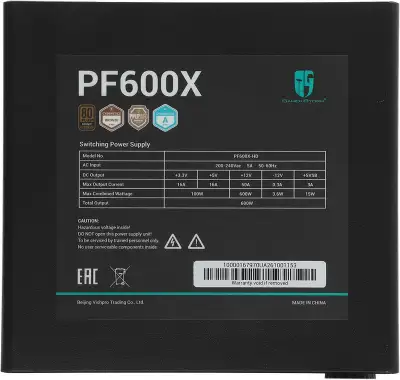 Блок питания Deepcool ATX 600W GamerStorm PF600X 80+ bronze (20+4pin) APFC 120mm fan 6xSATA RTL