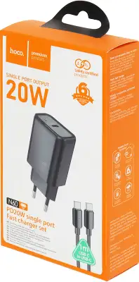Сетевое зар./устр. Hoco N60 Gentle 20W 3A (PD+QC+AFC) USB Type-C универсальное черный