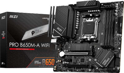 Материнская плата MSI PRO B650M-A WIFI SocketAM5 AMD B650 4xDDR5 mATX AC`97 8ch(7.1) 2.5Gg RAID+VGA+HDMI+DP