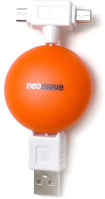 Кабель USB 2.0 Neodrive mini USB,micro USB, механизм скручивания провода, оранжевый (NDA-622O)