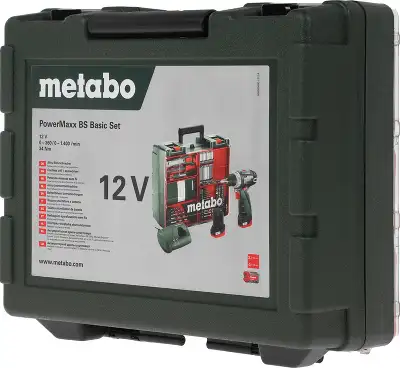Дрель-шуруповерт Metabo Powermaxx BS Basic Set с набором оснастки аккум. патрон:быстрозажимной (кейс в комплекте) (600080880)