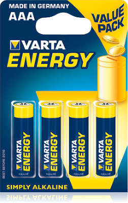 Комплект элементов питания AAA VARTA ENERGY (4 шт в блистере)