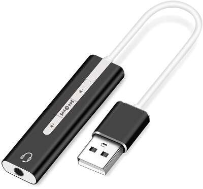 ORIENT AU-04PLB, Адаптер USB to Audio (звуковая карта), jack 3.5 mm (4-pole) для подключения телефонной гарнитуры к порту USB, кнопки: громкость +/-, играть/пауза/вперед/назад; Windows/Linux/MAC OS