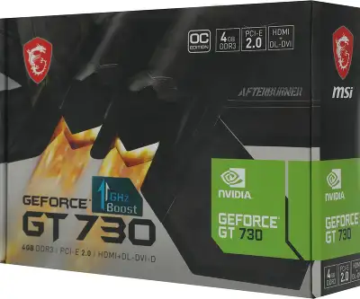 Видеокарта MSI PCI-E 2.0 N730K-4GD3/OCV1 NVIDIA GeForce GT 730 4Gb 64bit DDR3 1006/1600 DVIx1 HDMIx1 CRTx1 HDCP Ret