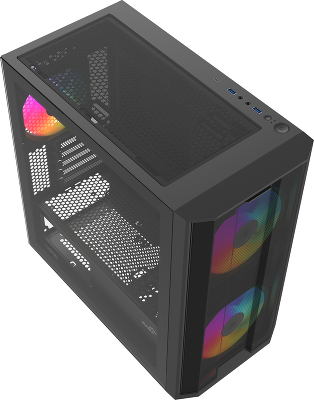 Корпус ПК без блока питания/ Case SAMA S30 Black, Midi-Tower, TG, 2x140mm + 1x120mm ARGB, 1xUSB 3.0 + 1xUSB 3.1 Type-C, mATX, mITX Black