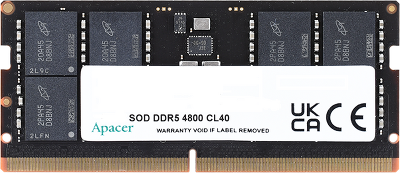 Оперативная память Apacer DDR5 16GB 4800MHz SO-DIMM (PC5-38400) CL40 1.1V (Retail) 2048*8 3 years (AS16GHB48CTBBGH/FS.16G2A.PTH)