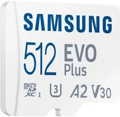 Карта памяти 512 Гб Micro SDXC Samsung EVO Plus Class 10 UHS-I, U3, A2, V30 [MB-MC512SA], с адаптером