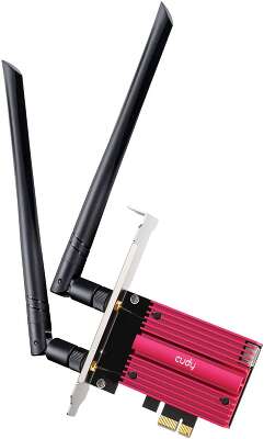 Адаптер беспроводной связи (Wi-Fi) CUDY BE9300 7 PCI Express Adapter 7 Bluetooth 5.4 PCI Express Adapter with Heatsink, Intel BE200 module, Tri-band 2T2R, 5.8Gbps@6Ghz+2.8Gbps@5GHz + 688Mbps@2.4GHz, 802.11be/ax/ac/a/b/g/n, Magnetized antenna base, 2 high 