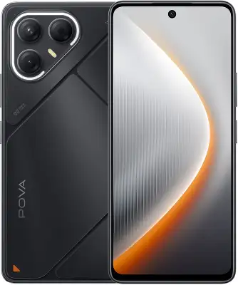 Смартфон Tecno Pova 7 5G 256Gb 8Gb черный моноблок 3G 4G 2Sim 6.78" 1080x2460 Android 15 50Mpix 802.11 a/b/g/n/ac/ax NFC GPS GSM900/1800 Protect microSD max1024Gb