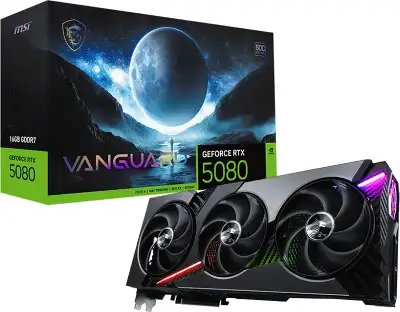 Видеокарта MSI PCI-E 5.0 RTX 5080 16G VANGUARD SOC NVIDIA GeForce RTX 5080 16Gb 256bit GDDR7 2730/30000 HDMIx1 DPx3 HDCP Ret