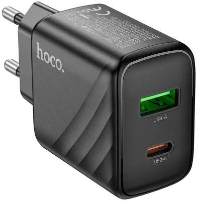 Зарядное устройство Hoco 30Вт, 3А, QC3.0/PD, 1хUSB, 1хType-C, CS23A, черный, коробка