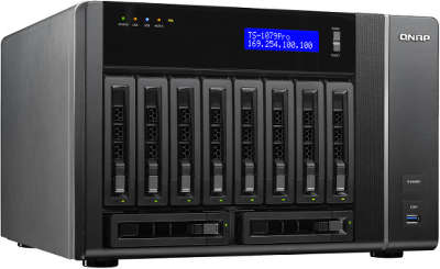 Сетевое хранилище QNAP TS-1079 Pro Сетевой RAID-накопитель с десятью отсеками для жестких дисков. Intel Core i
