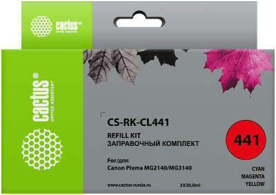 Заправочный набор Cactus CS-RK-CL441 многоцветный 3x90мл для Canon MG2140/MG3140