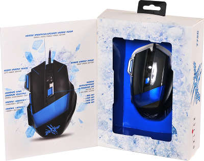 Мышь игровая USB Oklick 775G 2400 dpi, чёрная/синяя
