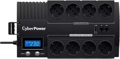 Источник бесперебойного питания (ИБП) CyberPower BR700E, Line-Interactive, 700VA/420W, 8 (4+4) Schuko розеток, USB. / CBR-BR700EA / UPS CyberPower BR700E, Line-Interactive, 700VA/420W, 8 (4+4) Schuko sockets, USB.