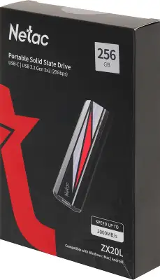 Накопитель SSD Netac USB-C 256GB NT01ZX20L-256G-32BK ZX20L черный