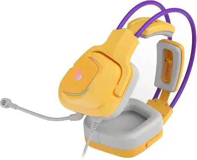 Наушники с микрофоном A4Tech Bloody G575 желтый/фиолетовый 2м мониторные USB оголовье (G575 /ROYAL VIOLET/ USB)