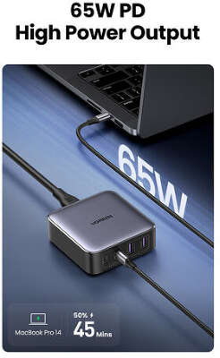 Зарядное устройство UGREEN CD327 (90747) Nexode 65W 2*USB-A+2*USB-C Desktop Fast Charger EU. Цвет: серый