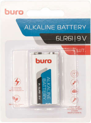 Батарея Buro Alkaline 6LR61 9V (1шт) блистер