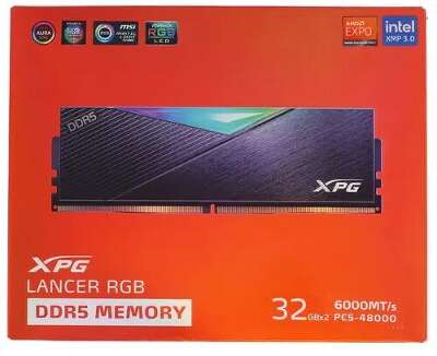 Набор памяти DDR5 DIMM 2x32Gb DDR6000 ADATA XPG Lancer RGB (AX5U6000C3032G-DCLARBK)