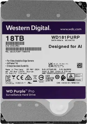 Жесткий диск WD SATA-III 18TB WD181PURP Surveillance Purple Pro (7200rpm) 512Mb 3.5