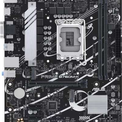 ASUS PRIME B760M-K (Socket 1700, mATX, 2xDDR5(96GB), VGA/HDMI 2.1, 1xPCIe 4.0x16/2xPCIe 4.0, 1xLAN (2.5GbE), 4xSATA 6Gb/s, 2xM.2, 4xUSB 3.2, 2xUSB 2.0, 1xPS/2)
