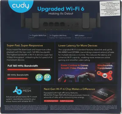 Роутер беспроводной Cudy WR3000 AX3000 10/100/1000BASE-TX/Wi-Fi черный