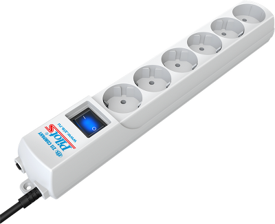 Сетевой фильтр PILOT S, 3м, 5+1 розетки, 10А/2,2кВт, св.серый, Россия