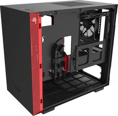 Корпус NZXT H210 Black/red, черный, mini-ITX, Без БП (CA-H210B-BR)